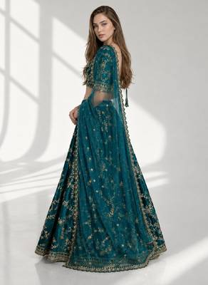 RAMA  SEQUINS & EMBROIDERED VELVET FESTIVAL LEHENGA CHOLI SET FOR WOMEN'S 3