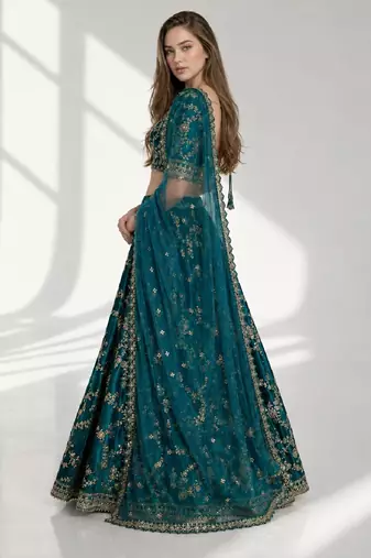 RAMA  SEQUINS & EMBROIDERED VELVET FESTIVAL LEHENGA CHOLI SET FOR WOMEN'S
