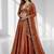 Rust coral sequins zari embroidered lehenga set choli