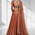 Rust coral sequins zari embroidered lehenga set choli