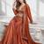 Rust coral sequins zari embroidered lehenga set choli