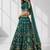 GREEN SEQUINS & EMBROIDERED ART SILK FESTIVAL LEHENGA CHOLI SET FOR WOMEN'S