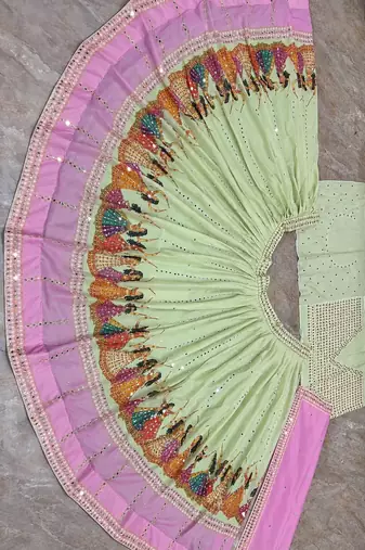 Light Green Navratri Lehenga Choli With Dupatta