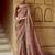 Brown Silk Blend Embroidery Sequence Work Saree with Unstitched Blouse Piece 