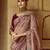 Brown Silk Blend Embroidery Sequence Work Saree with Unstitched Blouse Piece 