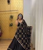 Black Navratri Mirror Work Lehenga Choli With Dupatta