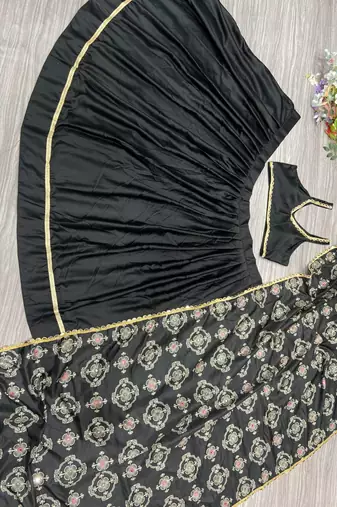 Black Navratri Mirror Work Lehenga Choli With Dupatta