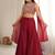 Maroon crunchy silk indo-western crop top palazzo set with neck dupatta