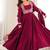 rani pink  silk embroidered anarkali gown with jacket, bottom & dupatta