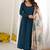 Teal blue roman silk three piece anarkali suit for beautiful women's