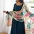Teal blue roman silk three piece anarkali suit for beautiful women's