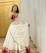 White Mirror Navratri Lehenga Choli With Dupatta