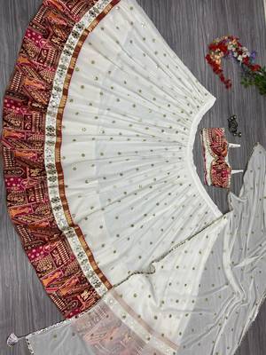 White Mirror Navratri Lehenga Choli With Dupatta 2