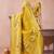 Mustard banarasi zari work kota cotton silk traditional woven saree with blouse