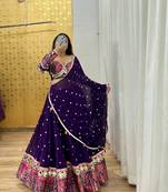 Dark Purple Navratri Lehenga Choli With Dupatta