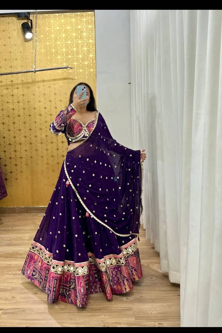 Dark Purple Navratri Lehenga Choli With Dupatta
