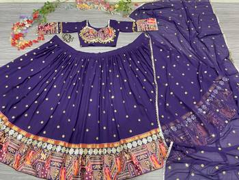 Dark Purple Navratri Lehenga Choli With Dupatta 2