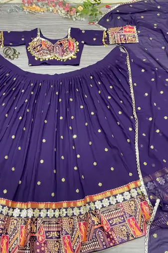 Dark Purple Navratri Lehenga Choli With Dupatta