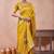 Mustard banarasi zari work kota cotton silk traditional woven saree with blouse