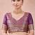 Purple banarasi kota cotton silk saree with zari work, paisley floral motifs, woven border and blouse