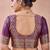 Purple banarasi kota cotton silk saree with zari work, paisley floral motifs, woven border and blouse