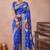 Royal blue banarasi kota cotton silk saree with zari work, paisley floral motifs, woven border and blouse
