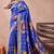 Royal blue banarasi kota cotton silk saree with zari work, paisley floral motifs, woven border and blouse
