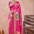 Pink banarasi kota cotton silk saree with zari work, paisley floral motifs, woven border and blouse