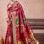Maroon banarasi kota cotton silk saree with zari work, paisley floral motifs, woven border and blouse