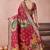 Maroon banarasi kota cotton silk saree with zari work, paisley floral motifs, woven border and blouse