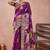 Purple banarasi kota cotton silk saree with zari work, peacock floral motifs, decorative pallu and blouse