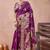 Purple banarasi kota cotton silk saree with zari work, peacock floral motifs, decorative pallu and blouse