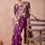 Purple banarasi kota cotton silk saree with zari work, peacock floral motifs, decorative pallu and blouse