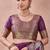 Purple banarasi kota cotton silk saree with zari work, peacock floral motifs, decorative pallu and blouse