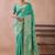 Aqua banarasi kota cotton silk saree with zari work, peacock floral motifs, decorative pallu and blouse