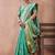 Aqua banarasi kota cotton silk saree with zari work, peacock floral motifs, decorative pallu and blouse