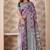 Purple banarasi cotton silk kota saree with woven zari work, floral geometric motifs, contrast designed pallu and blouse