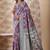 Purple banarasi cotton silk kota saree with woven zari work, floral geometric motifs, contrast designed pallu and blouse