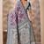 Purple banarasi cotton silk kota saree with woven zari work, floral geometric motifs, contrast designed pallu and blouse