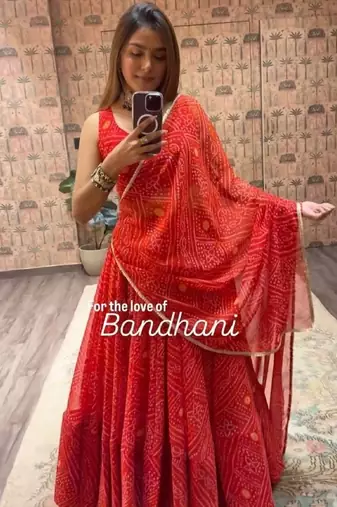 Red Printed Navratri Lehenga Choli With Dupata