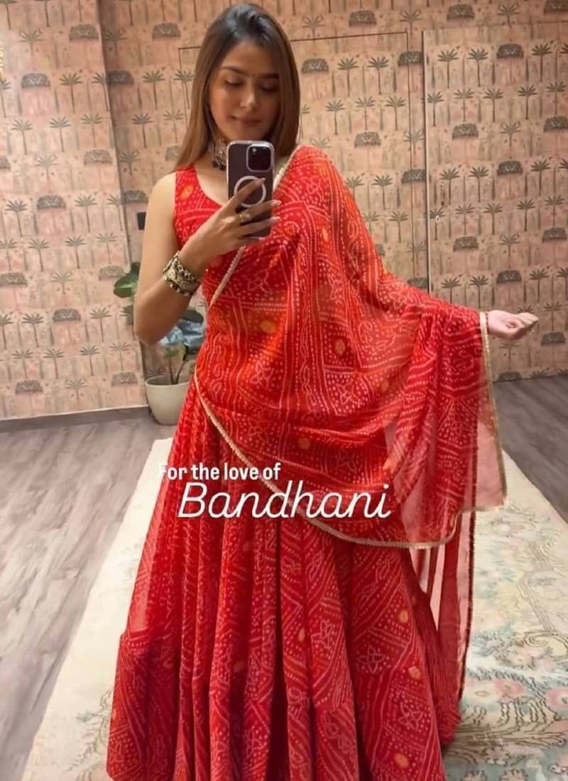 Red Printed Navratri Lehenga Choli With Dupata