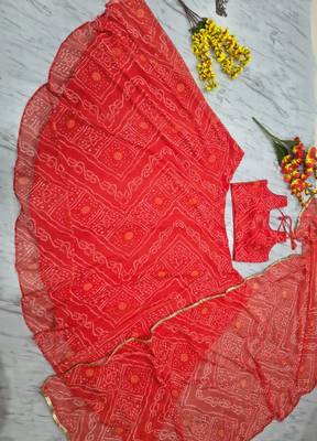 Red Printed Navratri Lehenga Choli With Dupata 2