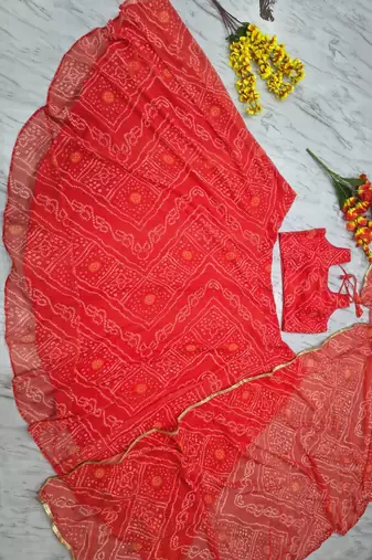 Red Printed Navratri Lehenga Choli With Dupata