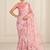 pink heavy silk blend printed saree with pape mirror work & mirror border