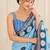 sky blue heavy silk blend printed saree with pape mirror work & mirror border