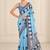 sky blue heavy silk blend printed saree with pape mirror work & mirror border