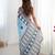sky blue heavy silk blend printed saree with pape mirror work & mirror border