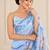 blue heavy silk blend printed saree with pape mirror work & mirror border
