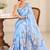 blue heavy silk blend printed saree with pape mirror work & mirror border