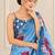 blue heavy silk blend printed saree with pape mirror work & mirror border